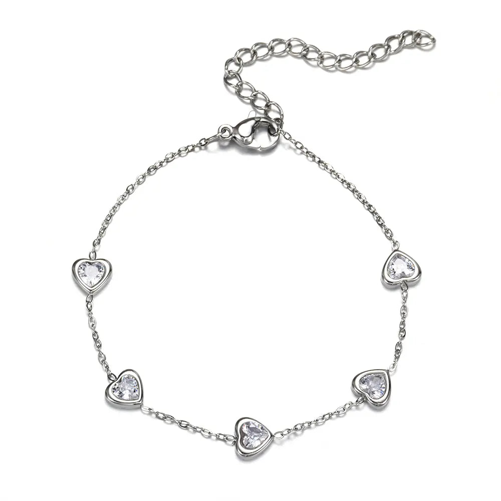 Tarnish Free Stainless Steel Love Heart Shape Bracelet