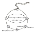 Tarnish Free Stainless Steel Love Heart Shape Bracelet