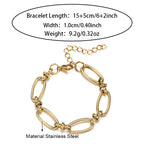 Gold Stainless Steel Oval Chain Bracelet