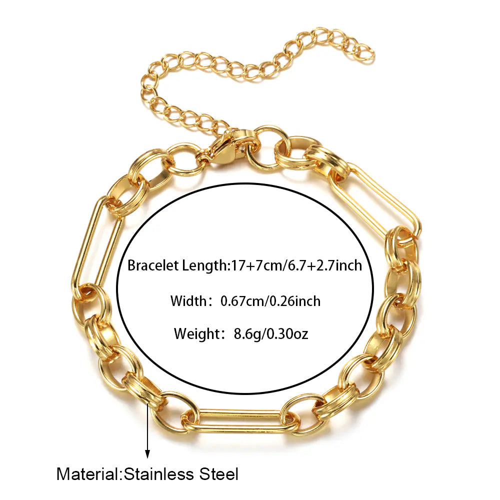 Gold Stainless Steel Circle Bracelet