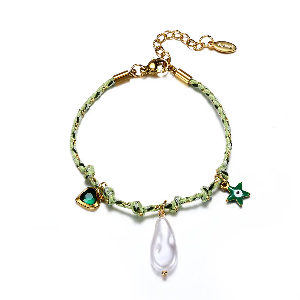 Colorful Braided Shell Charm Bracelet Adjustable