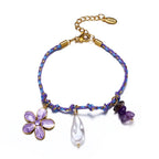 Colorful Braided Shell Charm Bracelet Adjustable