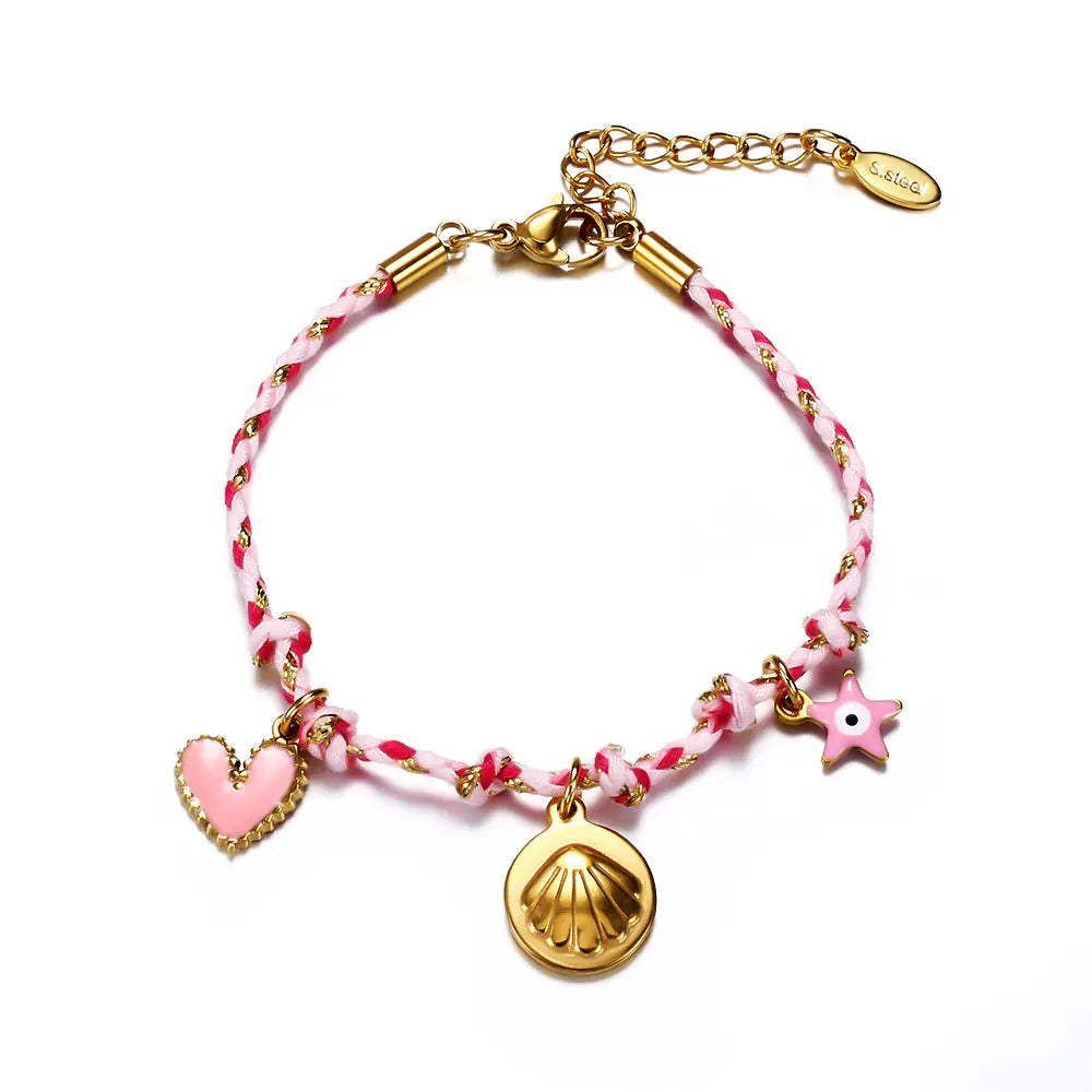 Colorful Braided Shell Charm Bracelet Adjustable
