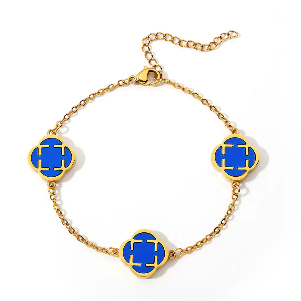 Blue Clover Stainless Steel Bracelet
