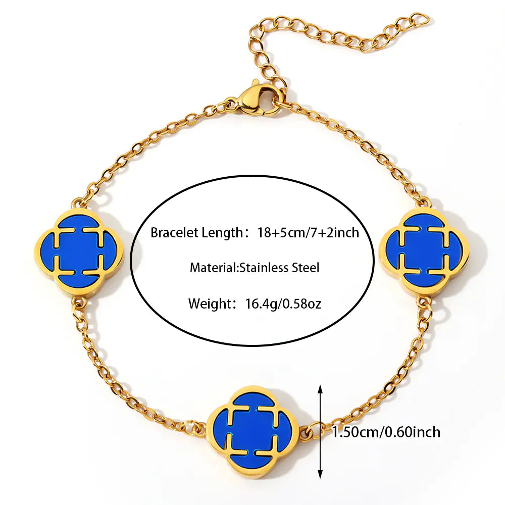 Blue Clover Stainless Steel Bracelet
