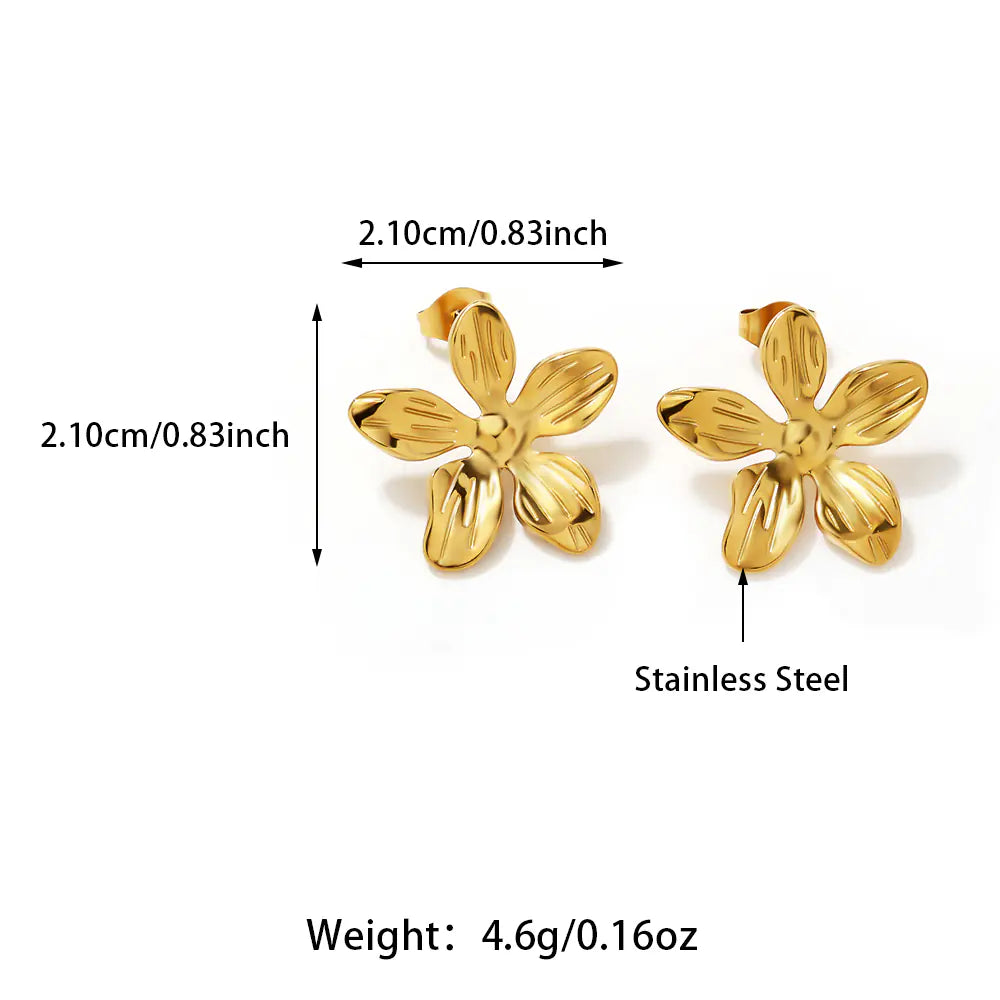 Gold Plated 316L Stainless Steel Flower Earrings