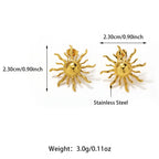 18k Gold Sunflower Stainless Steel Crystal Earrings