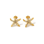 New Rhinestone Stainless Steel Starfish Earrings