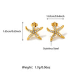 New Rhinestone Stainless Steel Starfish Earrings