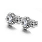Hot Brass Iced CZ Heart Square Stud Earrings Set