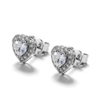 Hot Brass Iced CZ Heart Square Stud Earrings Set