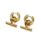 S925 Silver 18K Gold Barbell Drop Hoop Earrings