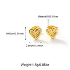 S925 Heart Stripe Earrings Three Sizes Available