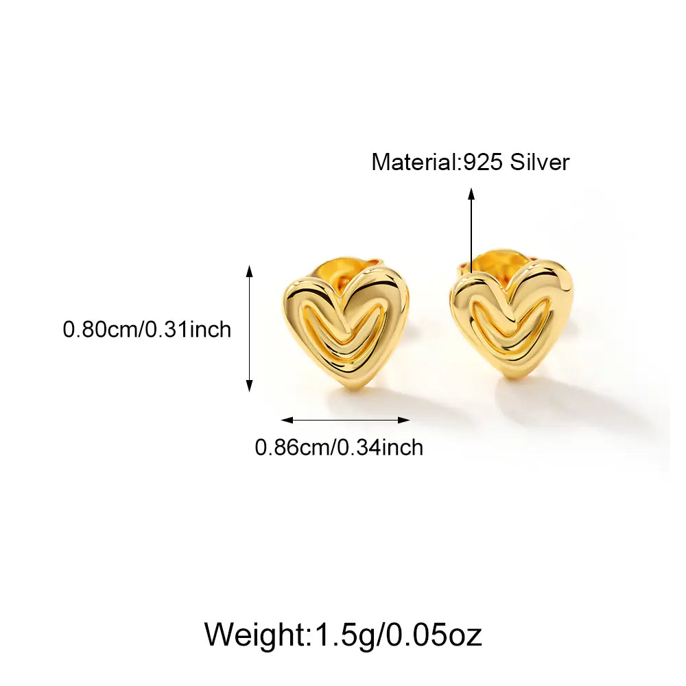 S925 Heart Stripe Earrings Three Sizes Available