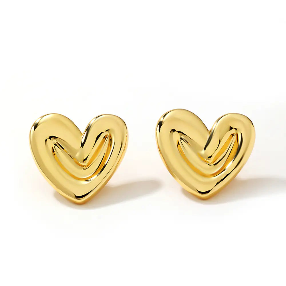 S925 Heart Stripe Earrings Three Sizes Available