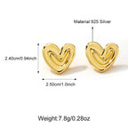 S925 Heart Stripe Earrings Three Sizes Available
