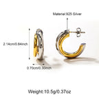 New Fashion 925 Sterling Silver Two-Tone Stud