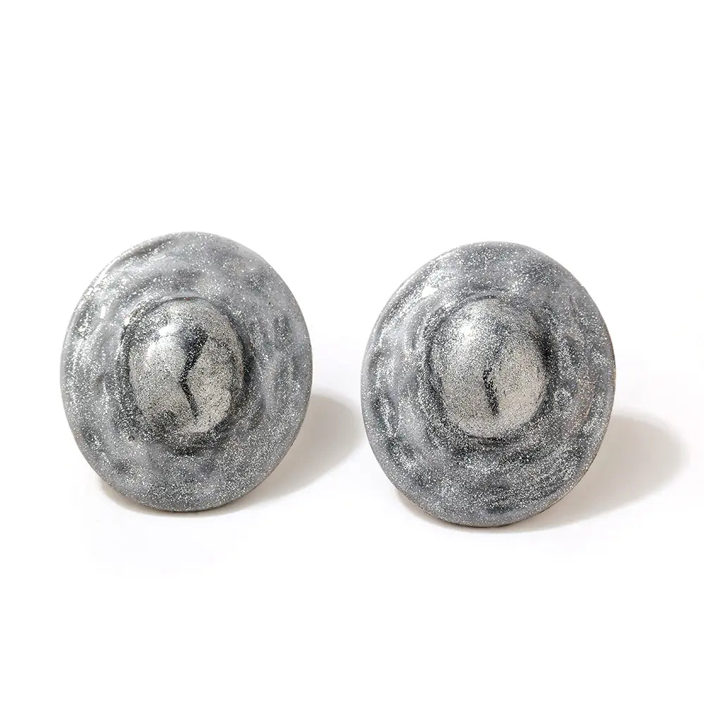 Stainless Steel White Gold Unique Stone Shape Earrings