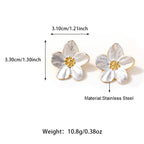 Exquisite Flower Design Gold Plated Stainless Steel Stud Earrings