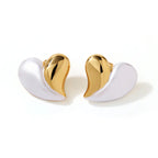Irregular Heart Shape Gold Plated Stainless Steel Stud Earrings