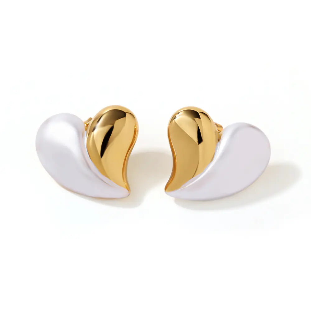 Irregular Heart Shape Gold Plated Stainless Steel Stud Earrings