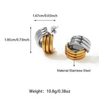 Fashion Stainless Steel Two Tone 18K Gold Earrings