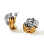 Fashion Stainless Steel Two Tone 18K Gold Earrings