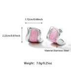 Fashion Stainless Steel Pink Enamel Irregular Earrings