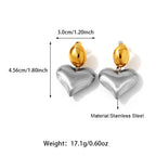Hot Stainless Steel Two Tone Heart Drop Earrings