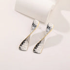 Hot Stainless Steel Two Tone Wave Drop Earrings