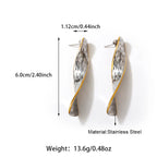 Hot Stainless Steel Two Tone Wave Drop Earrings