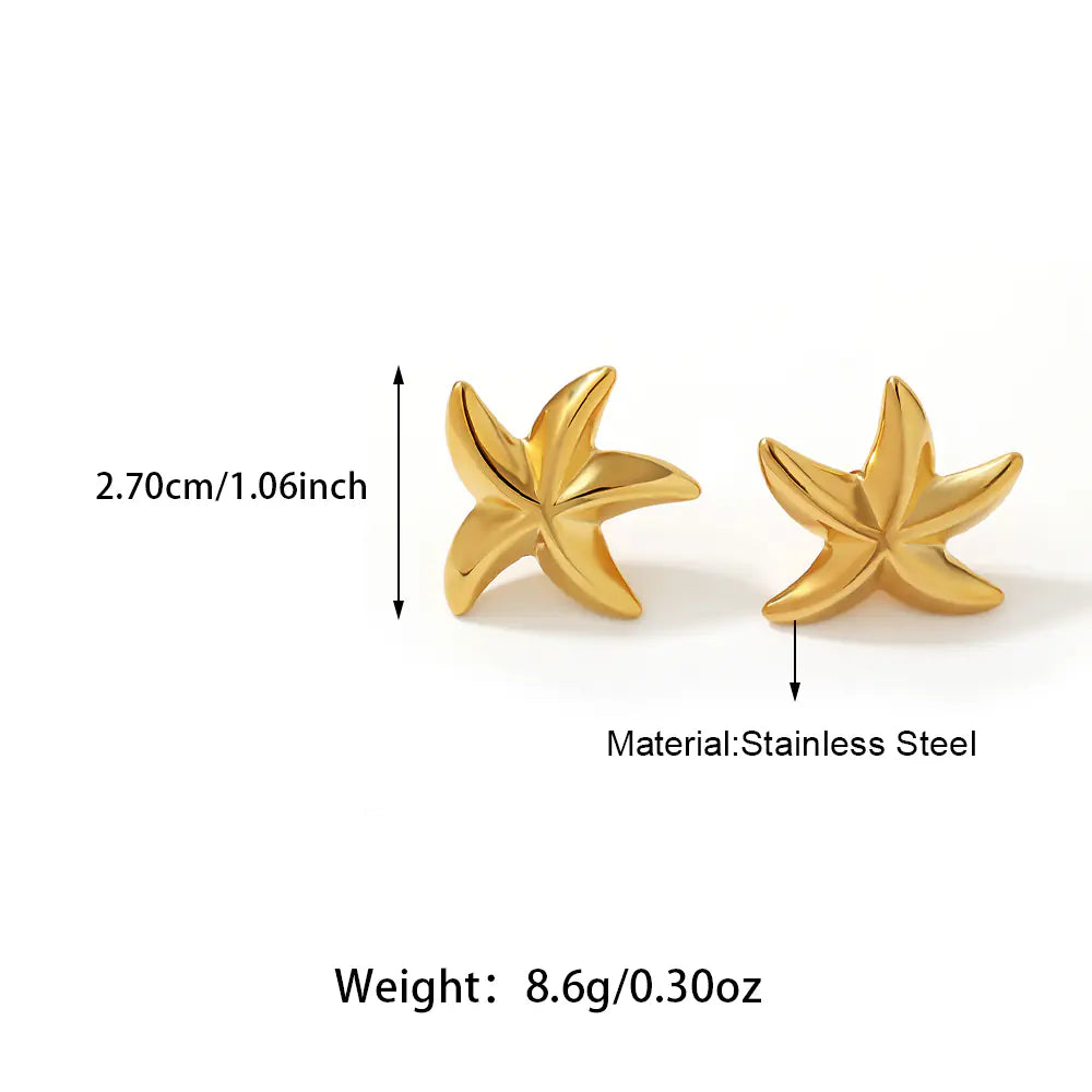 Hot Stainless Steel 3mm Starfish Star Stud Earrings