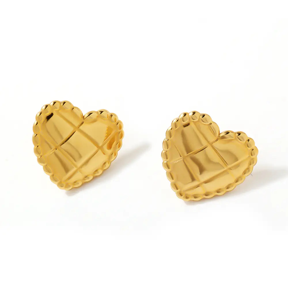 Stainless Steel Heart Texture Earrings