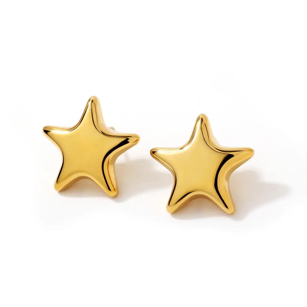 Fashionable Stainless Steel Five-Pointed Star Earrings