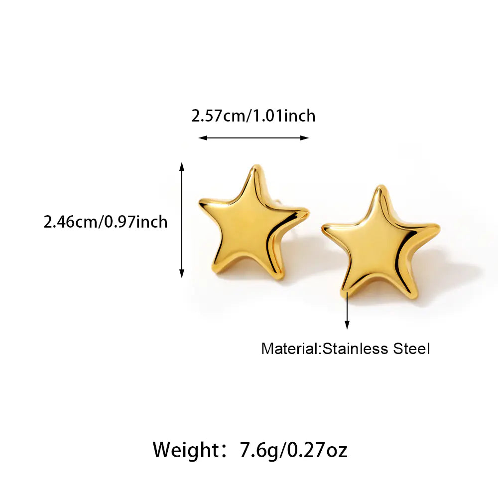 Fashionable Stainless Steel Five-Pointed Star Earrings