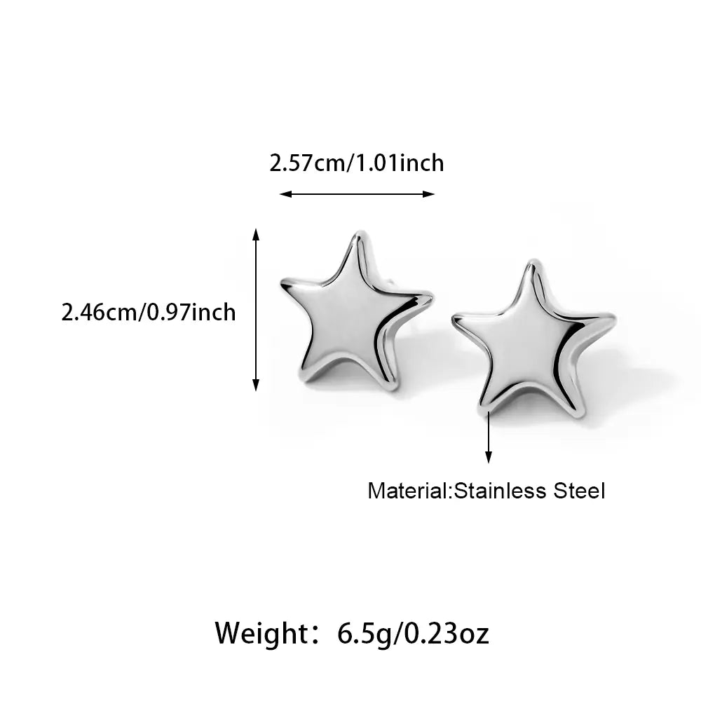 Fashionable Stainless Steel Five-Pointed Star Earrings