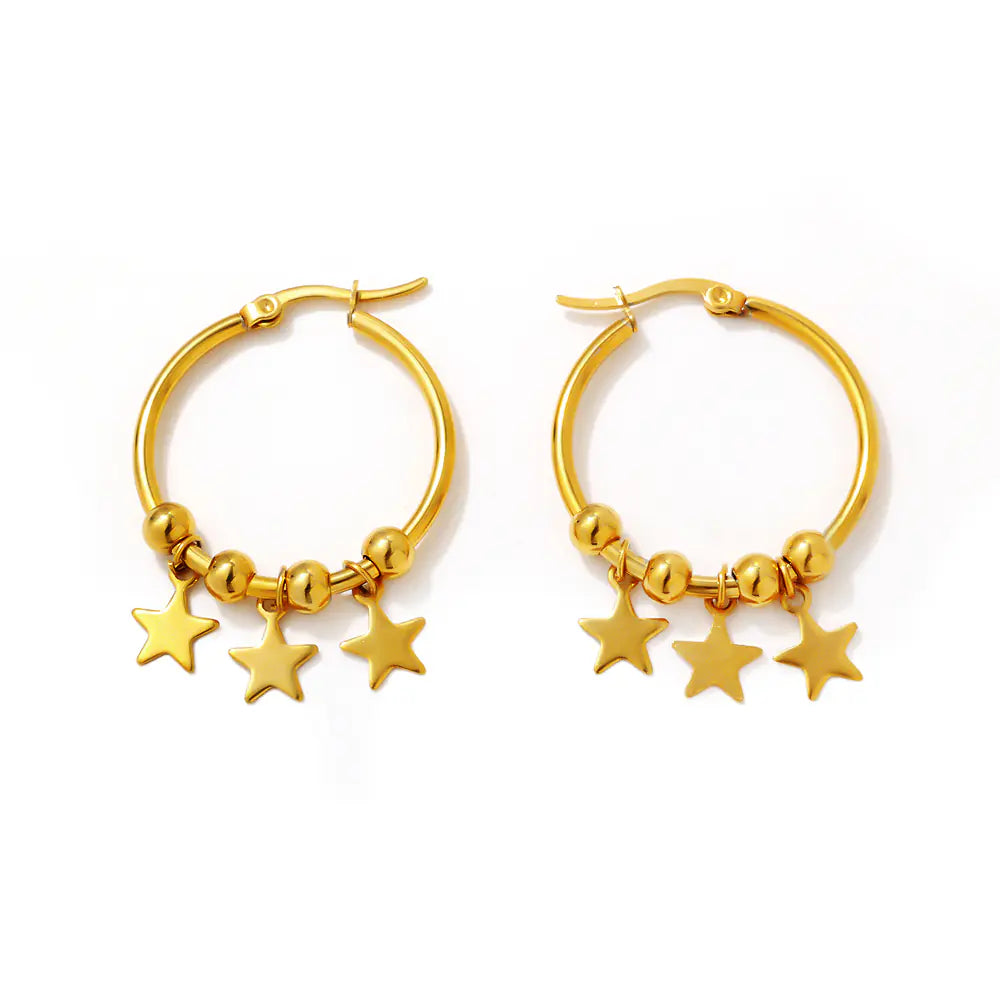 Stainless Steel Earrings With Star Drop Earrings