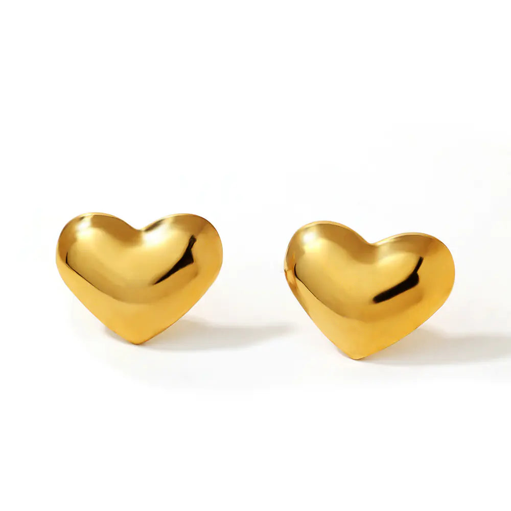 Flat Heart Stainless Steel Earrings For Women And Men