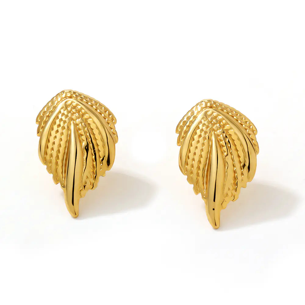 Fashionable Cute Leaf Shape Earrings Stainless Steel