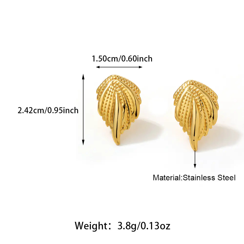 Fashionable Cute Leaf Shape Earrings Stainless Steel