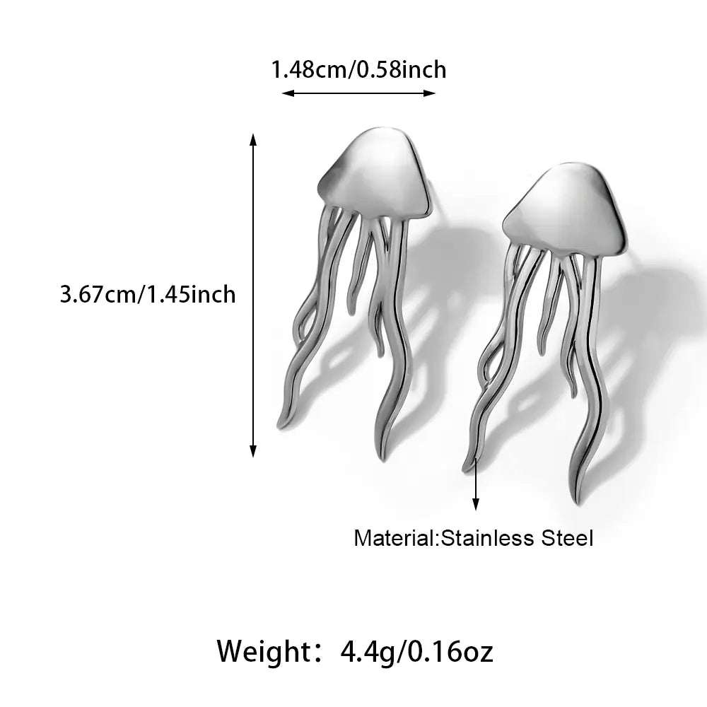 Stylish Stainless Steel Waterproof Jellyfish Coral Earrings