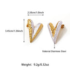 Fashion V-Shape Stub Earring Grooved Texture Stainless Steel