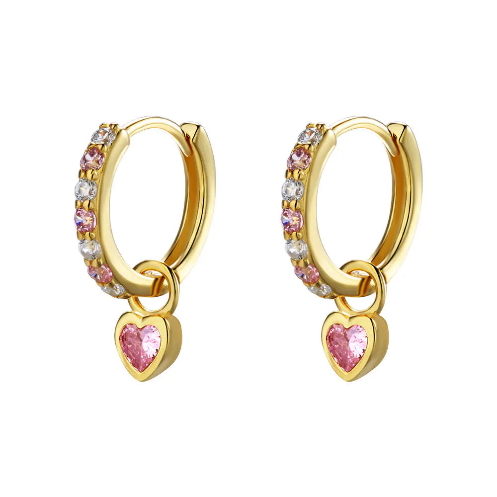 S925 Sterling Silver Heart Shape CZ Earrings