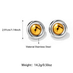 Hot Stainless Steel Gold Pattern Circle Stud Earrings