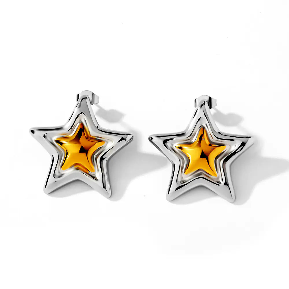 No Tarish Stainless Steel Star Stud Earrings