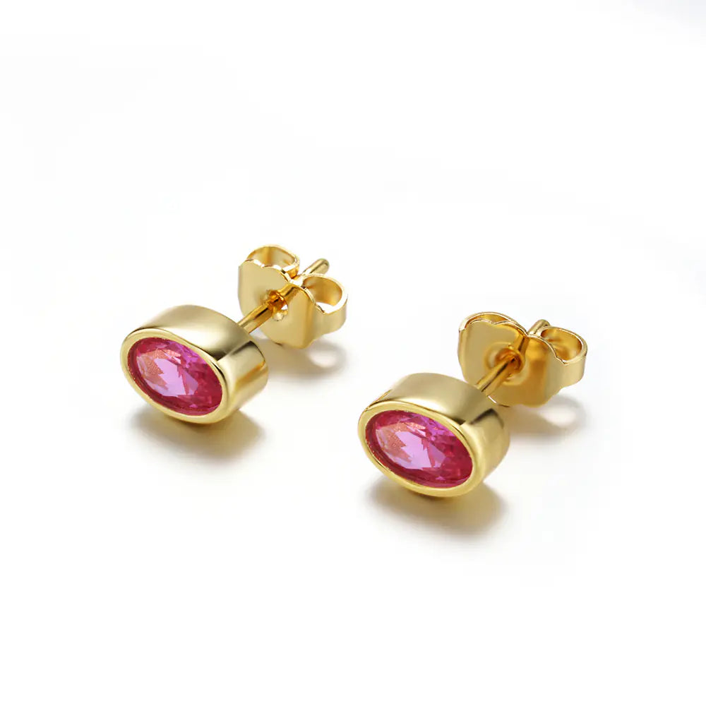 925 Silver Gold Colored CZ Stud Customized
