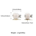 Hot Brass Pearl Fish Stud Earrings