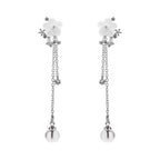 Brass Pearl Flower Stud Earrings