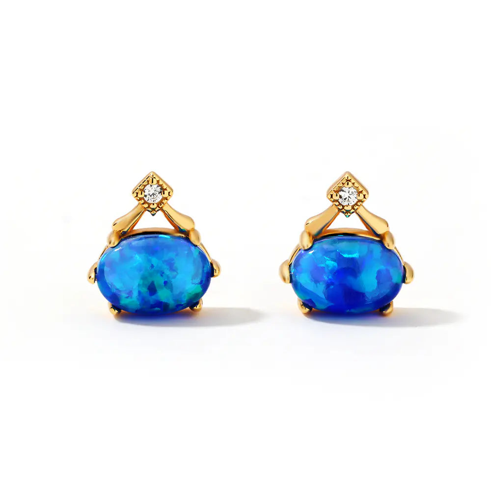 S925 Blue Opal Vintage Earrings Available