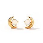 S925 Moon Design Opal Vintage Earrings